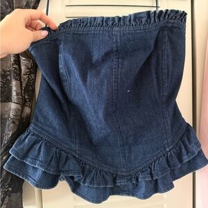 LoveShackFancy Navy Denim Blouse